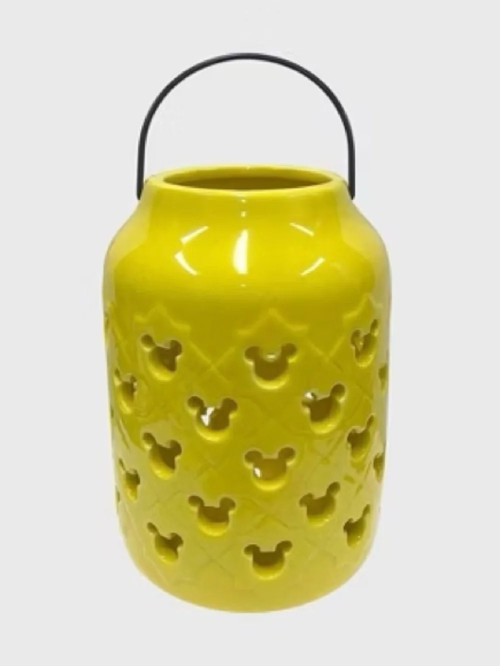 Disney Mickey Mouse Yellow Ceramic Lantern Candle Holder Decor